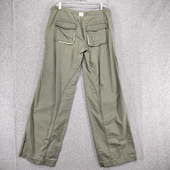 Vintage Abercrombie & Fitch Parchute Pants Wmn M Olive Green Wide Leg Button Fly - Picture 8 of 13